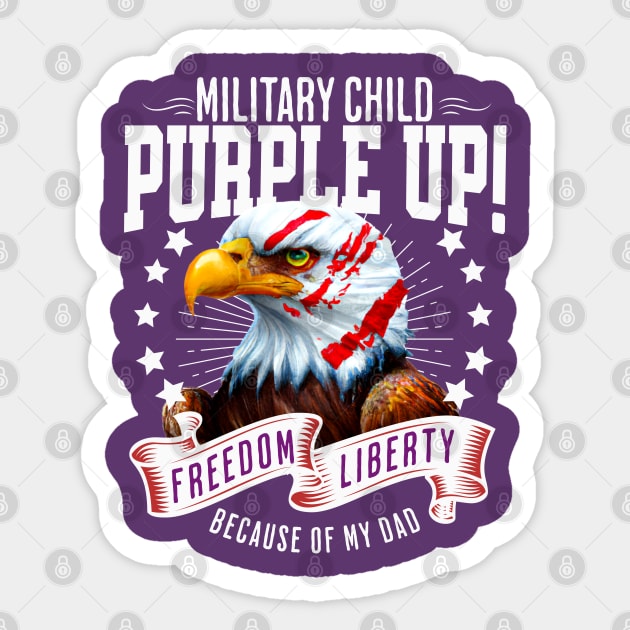 Military Kids - Purple-Up 2023 Holiday - Military Dad Sticker by alcoshirts